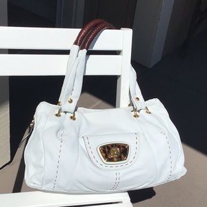 b. makowski White Leather / Tortoise Shoulder Bag